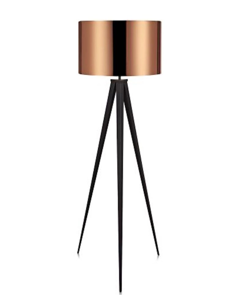 Tripod Floor Lamp With Circular Shade in Copper