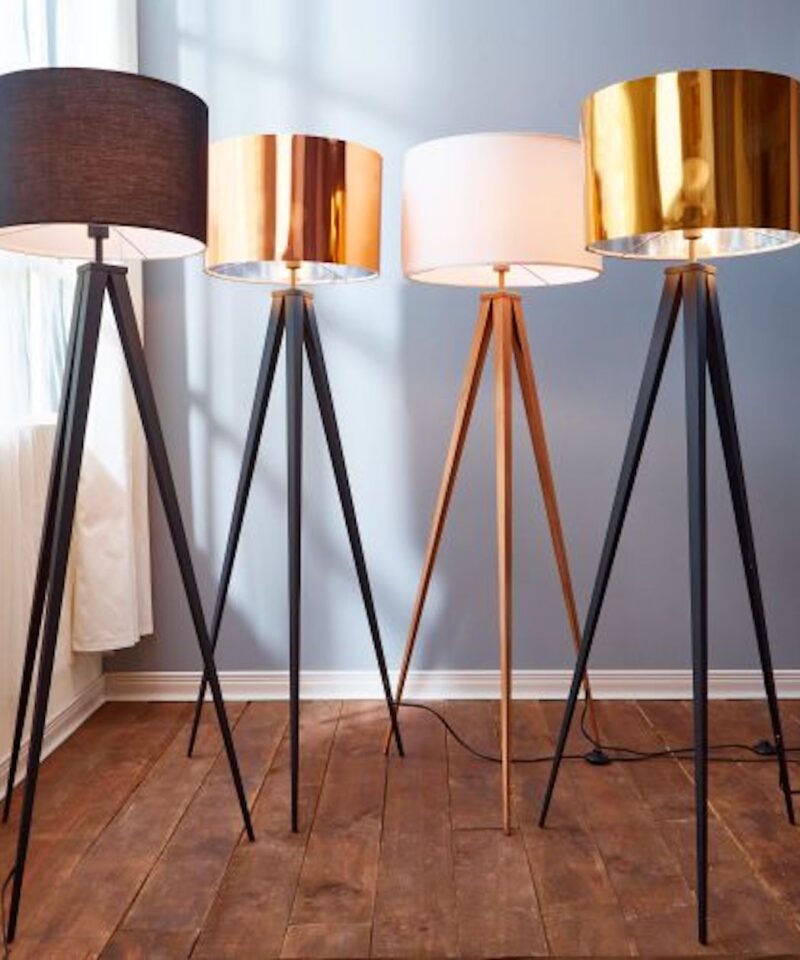 Tripod Floor Lamp With Circular Shade in Copper - Image 3