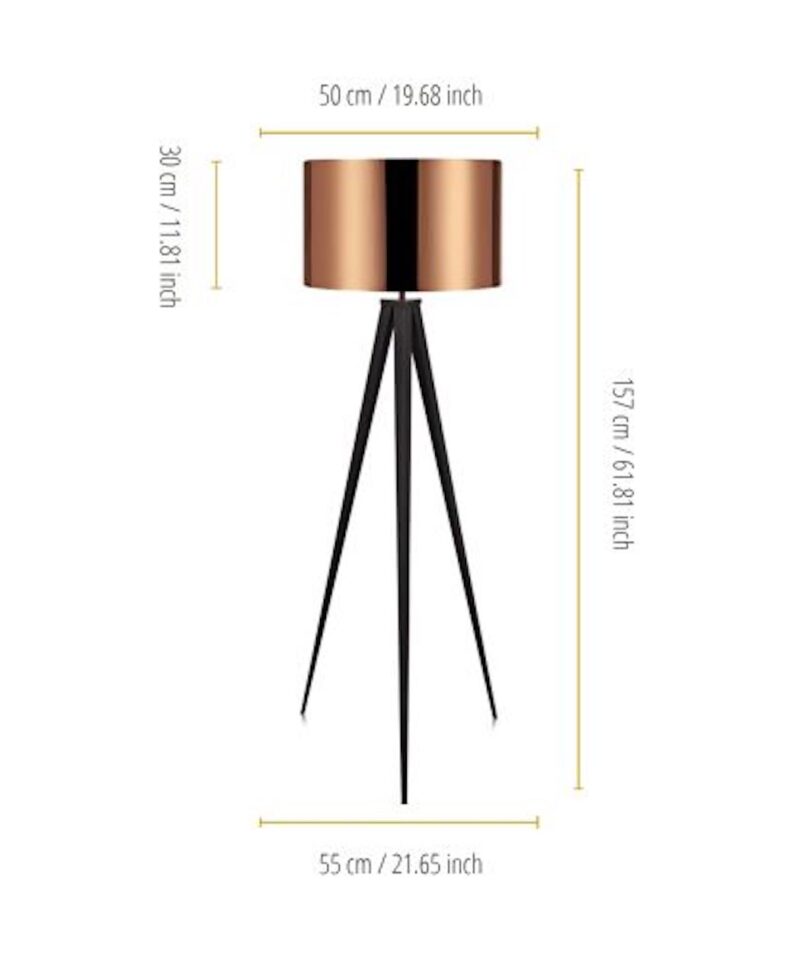 Tripod Floor Lamp With Circular Shade in Copper - Image 4