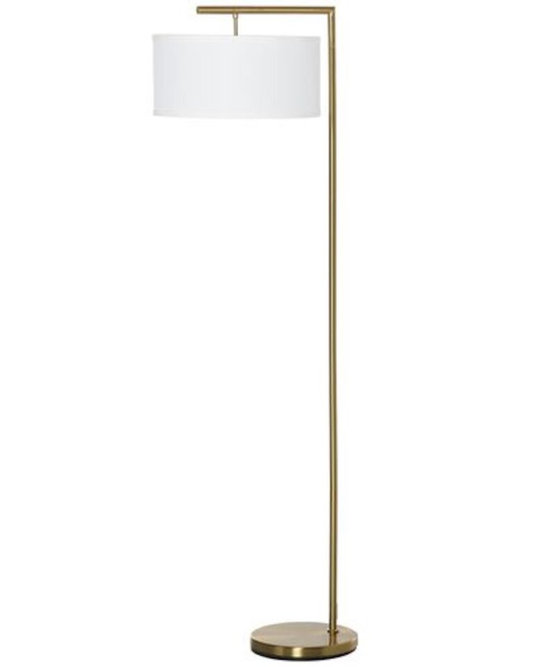 Minimal Gold Floor Lamp - Linen Lampshade