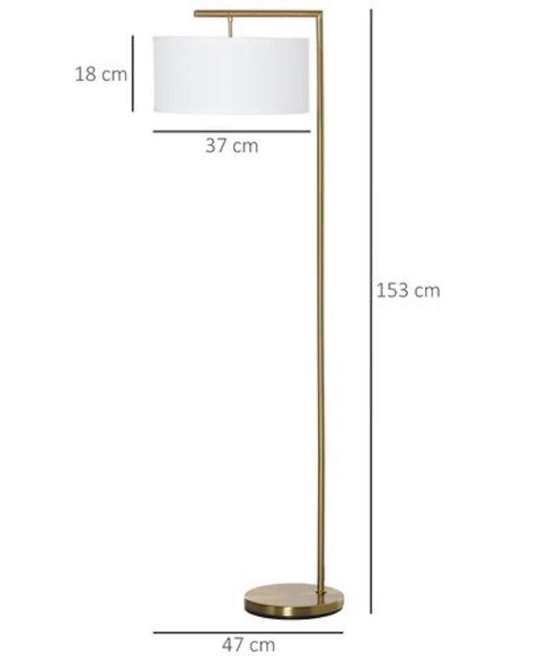 Minimal Gold Floor Lamp - Linen Lampshade - Image 3