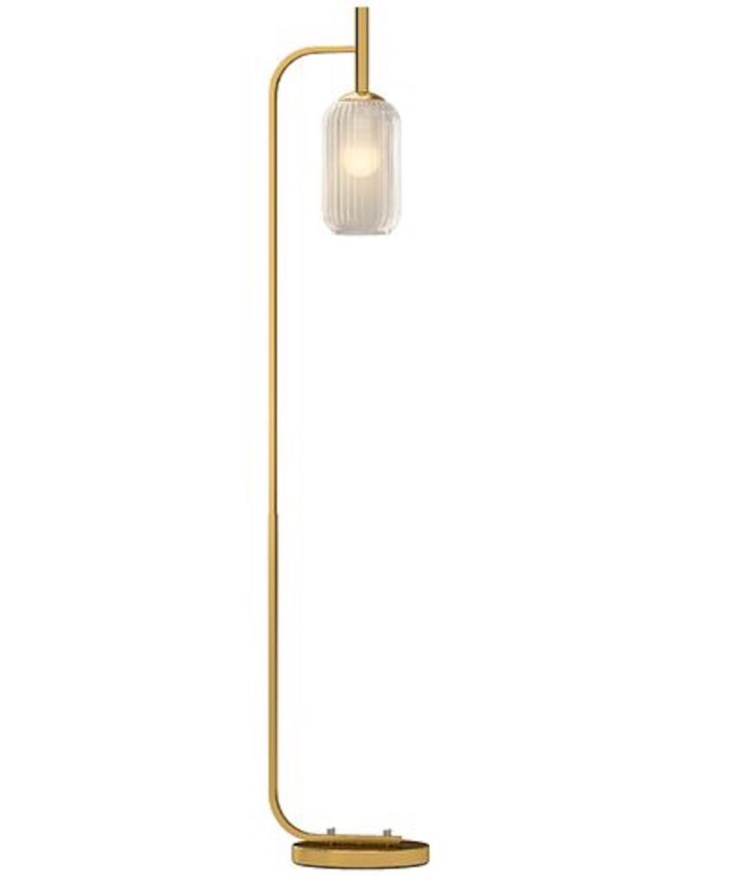 Minimal Gold Floor Lamp - Glass Lampshade