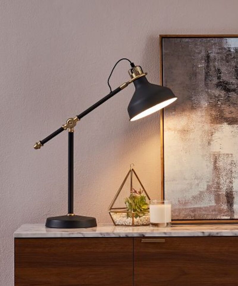 Industrial Style Spot Light Desk Lamp - Black