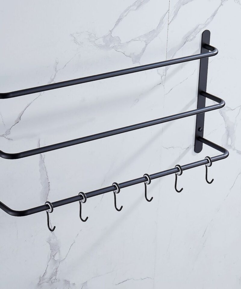 Large Stainless Steel Tiered Towel Rack - Black - Image 4