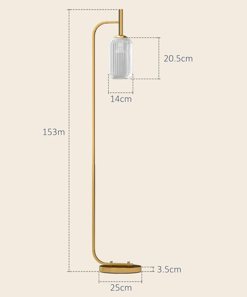 Minimal Gold Floor Lamp - Glass Lampshade - Image 3