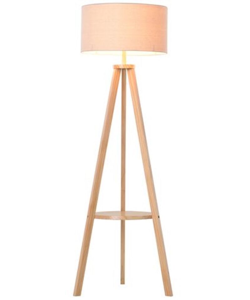 Tripod Floor Lamp With Circular Shade in Cream