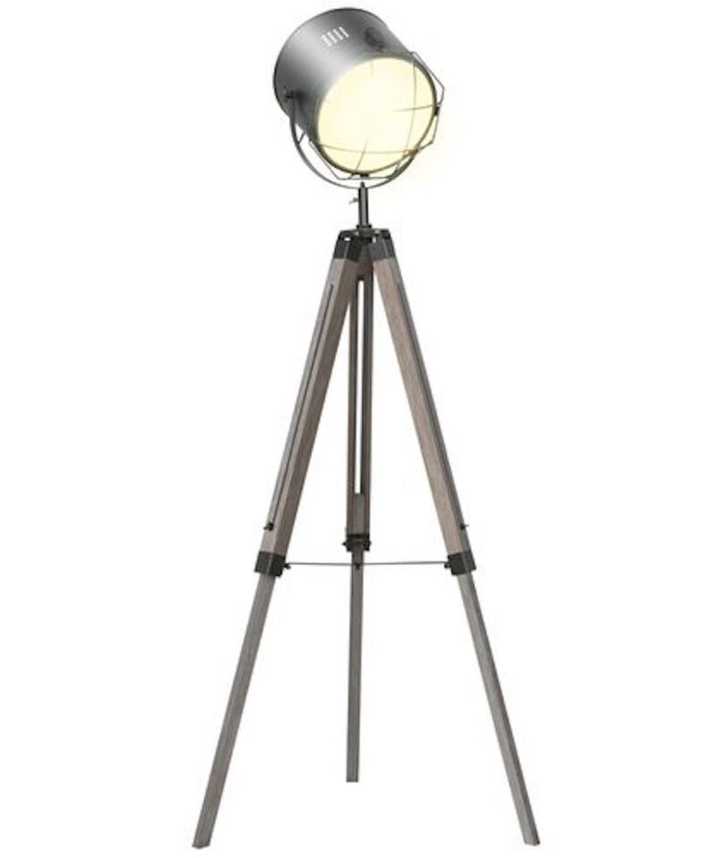 Retro Pine Wood Tripod Lamp