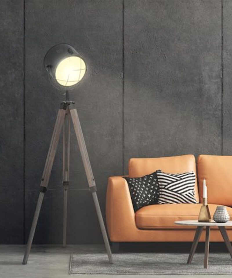 Retro Pine Wood Tripod Lamp - Image 2