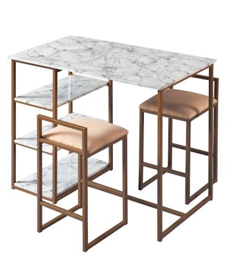 Breakfast Bar Dining Set in Marble - Image 2