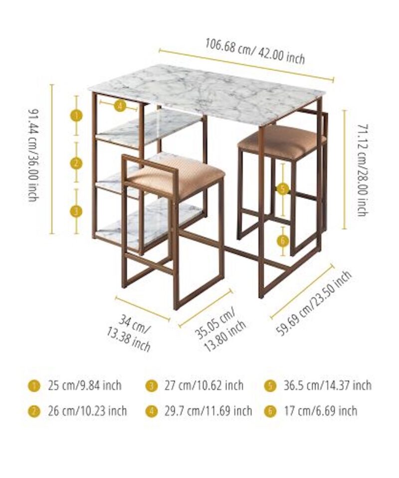 Breakfast Bar Dining Set in Marble - Image 4