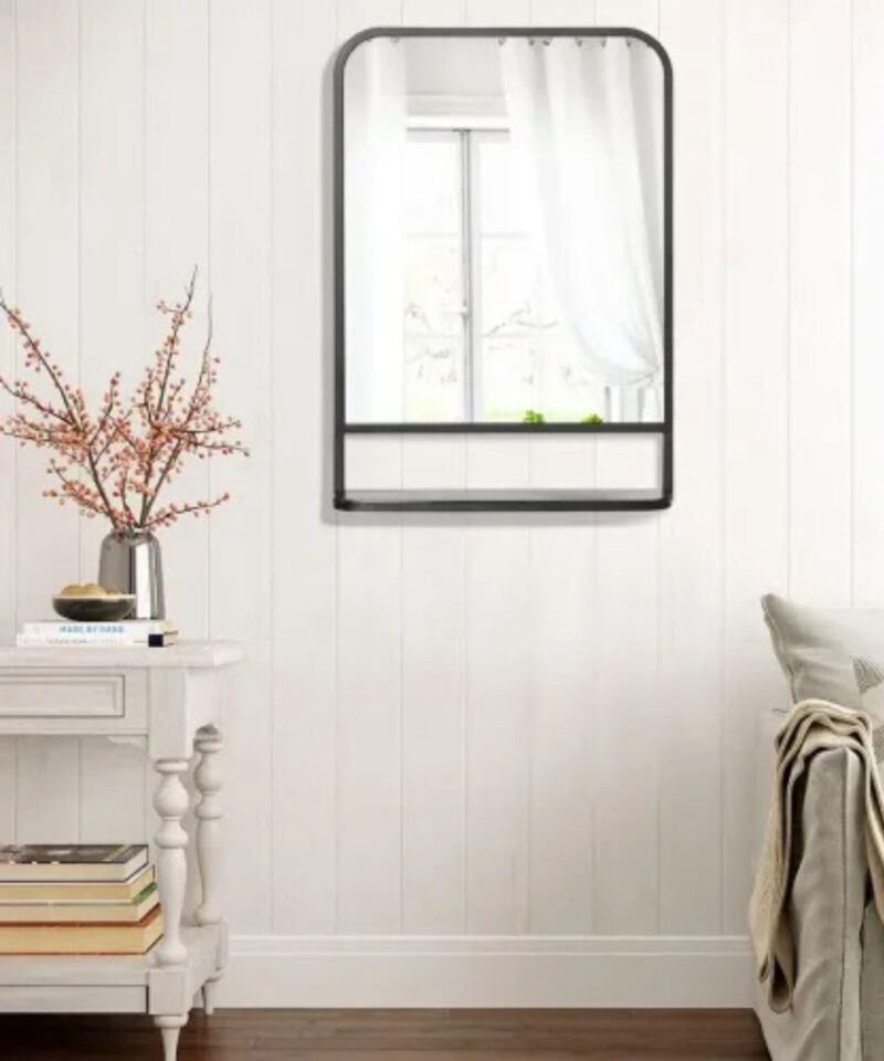 Minimal Rounded Wall Mirror in Black - Image 2