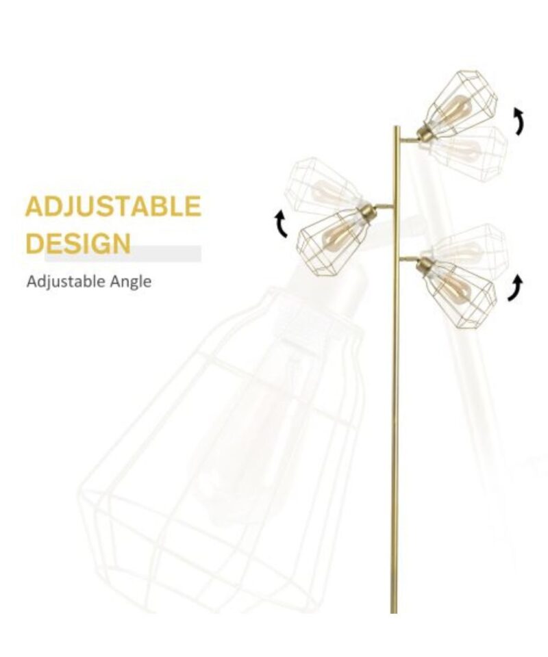 Steel Tri-Head Floor Lamp in Gold - Image 3