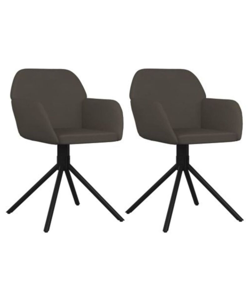 Grey Velvet Swivel Dining Chairs - Set of Two - Image 2