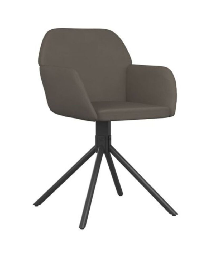 Grey Velvet Swivel Dining Chairs - Set of Two - Image 3