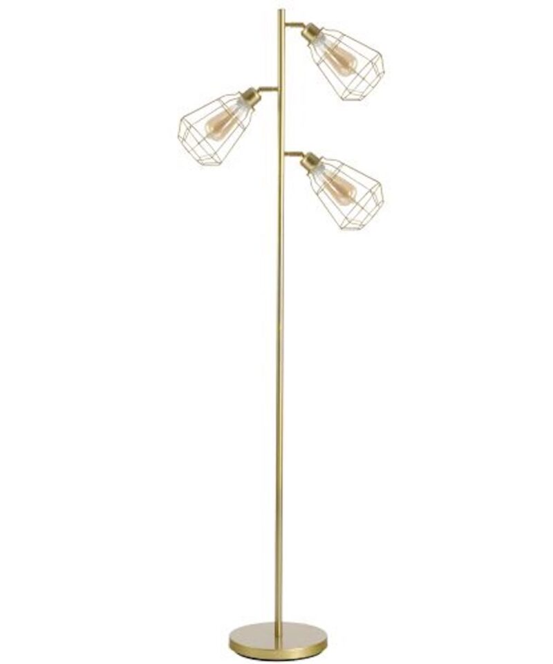 Steel Tri-Head Floor Lamp in Gold