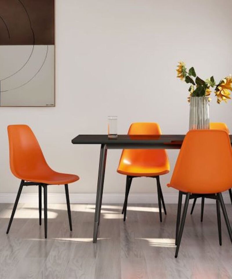 Four Piece Orange Dining Chair Set