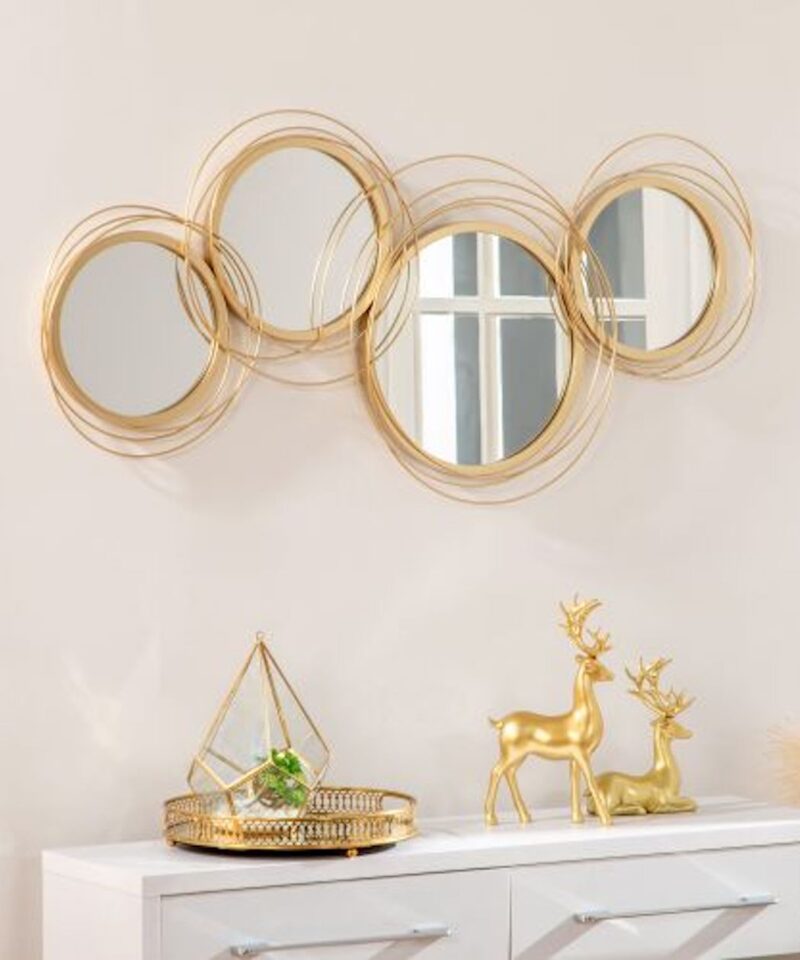 Modern Artistic Wall Mirror in Gold