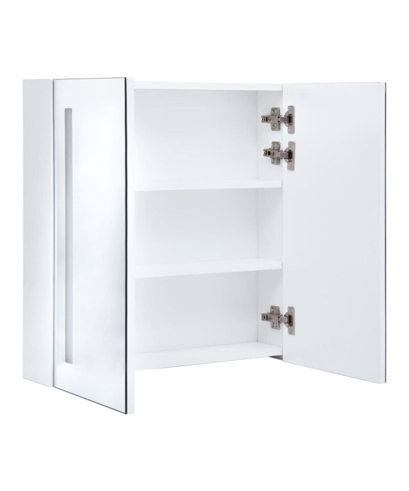 LED Bathroom Mirror Cabinet With Double Doors - Vertical Lights - Image 4