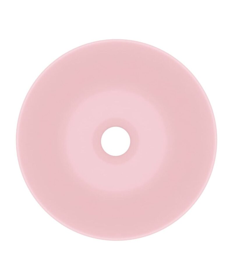 Round Ceramic Sink - Matt Pink - Image 2