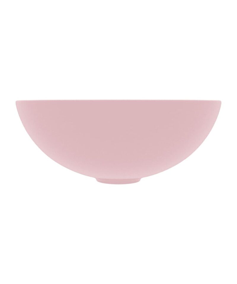 Round Ceramic Sink - Matt Pink - Image 3