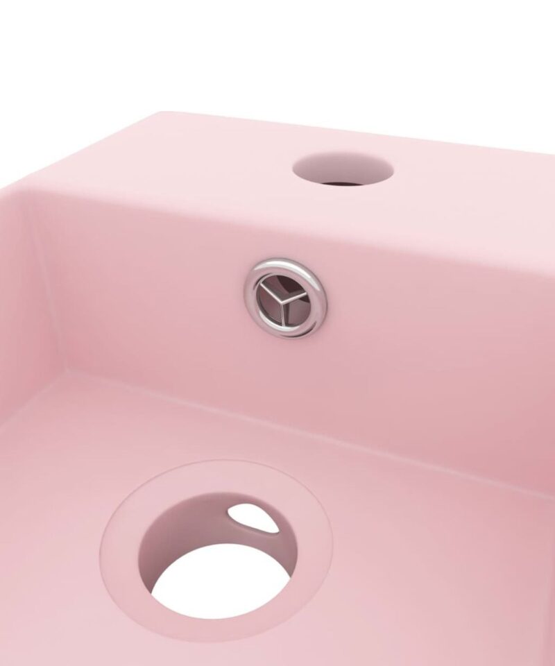 Ceramic Bathroom Sink - Matt Pink - Image 4