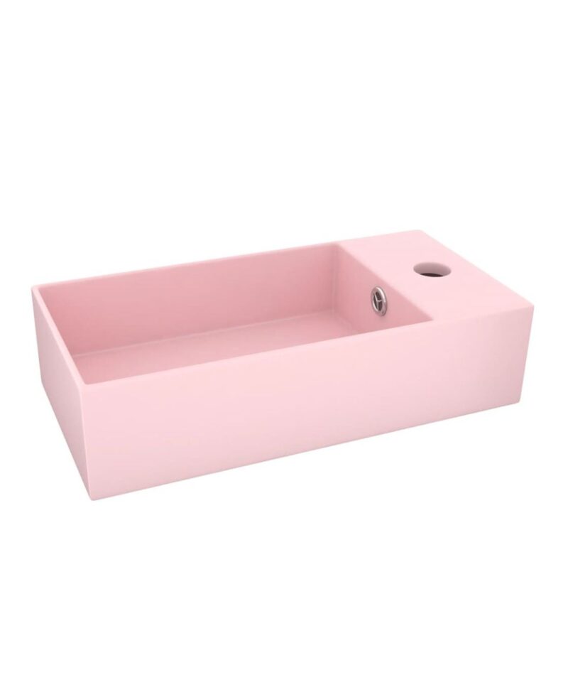 Ceramic Bathroom Sink - Matt Pink - Image 2