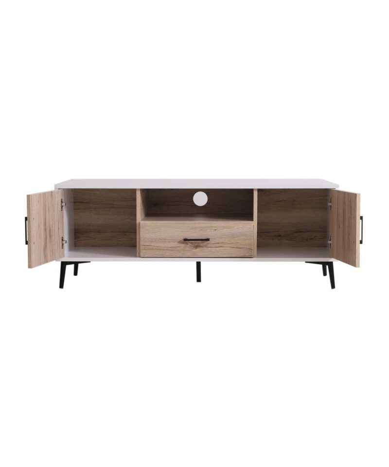 Two Tone White TV Stand With Storage - Image 4