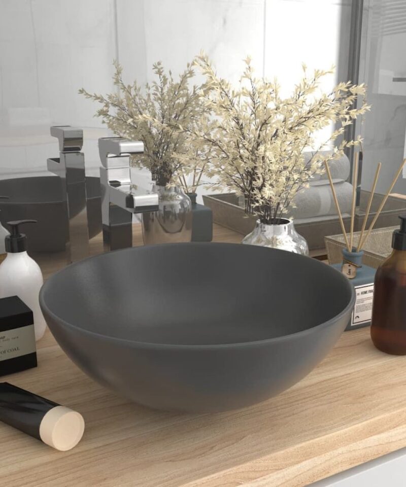 Round Ceramic Sink - Dark Grey