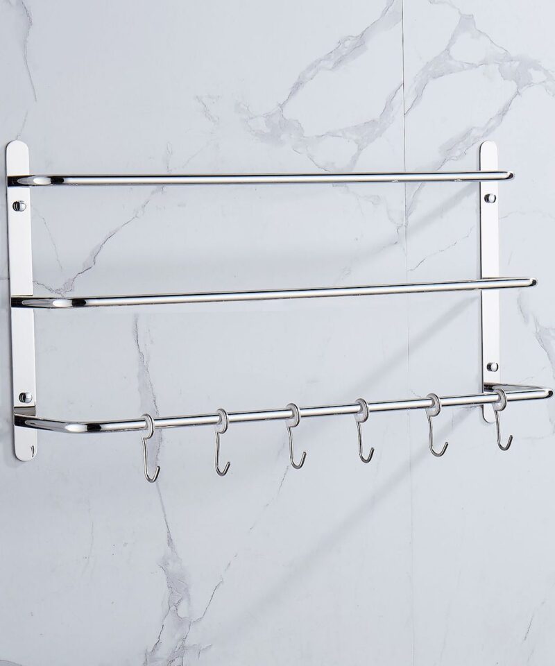 Large Stainless Steel Tiered Towel Rack - Silver - Image 4