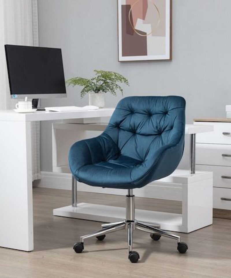 Velvet-Feel Home Office Chair In Blue