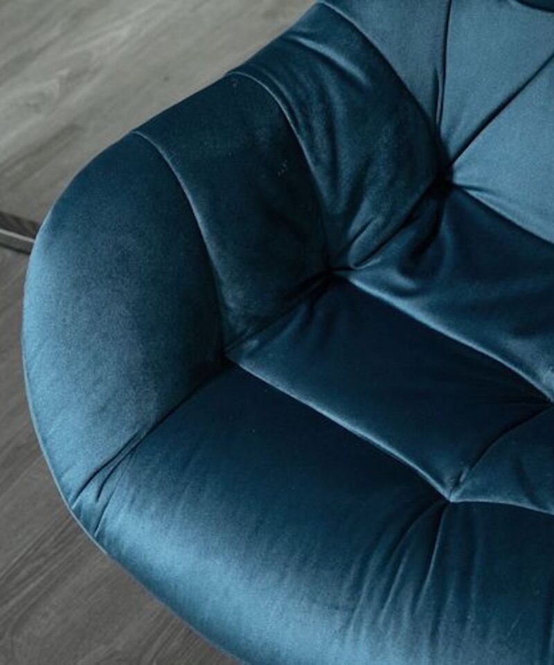 Velvet-Feel Home Office Chair In Blue - Image 4