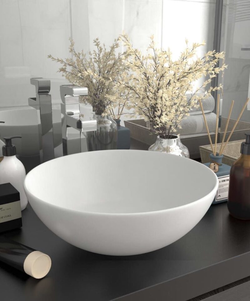 Round Ceramic Sink - Matt White