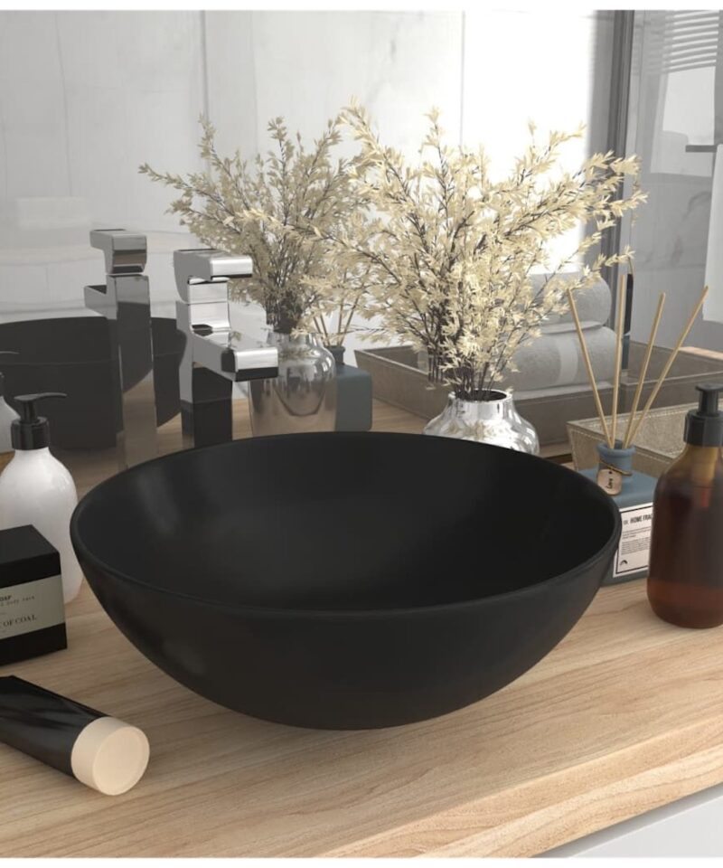 Round Ceramic Sink - Matt Black