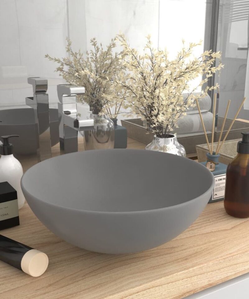 Round Ceramic Sink - Light Grey