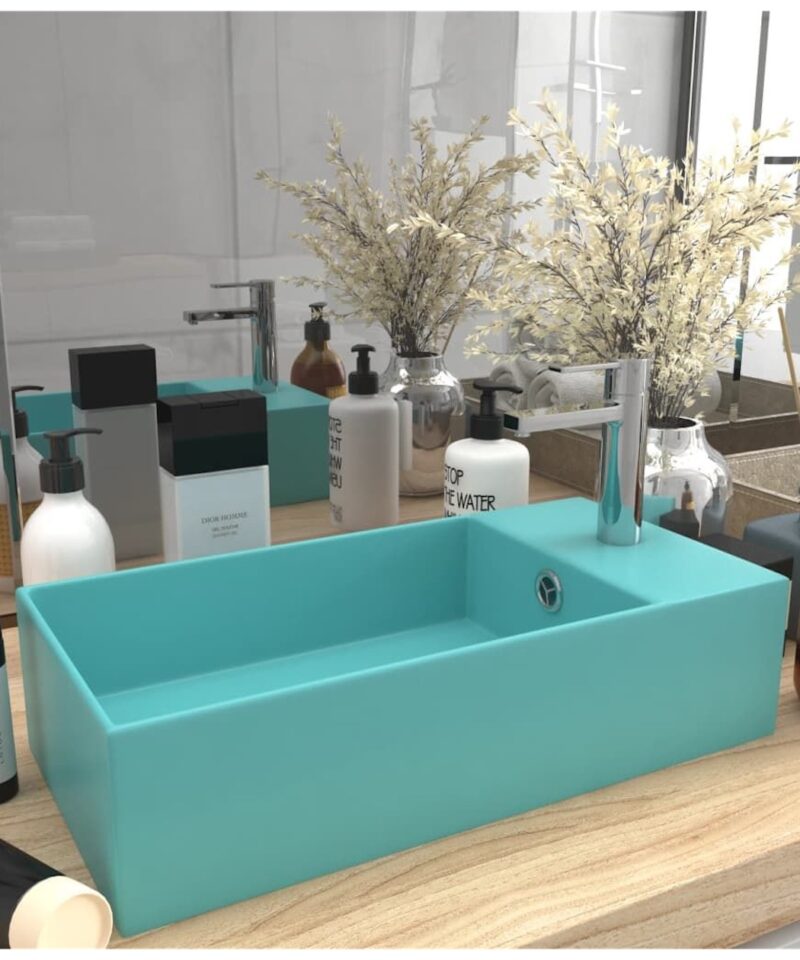 Ceramic Bathroom Sink - Matt Green