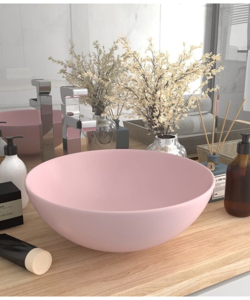 Round Ceramic Sink - Matt Pink