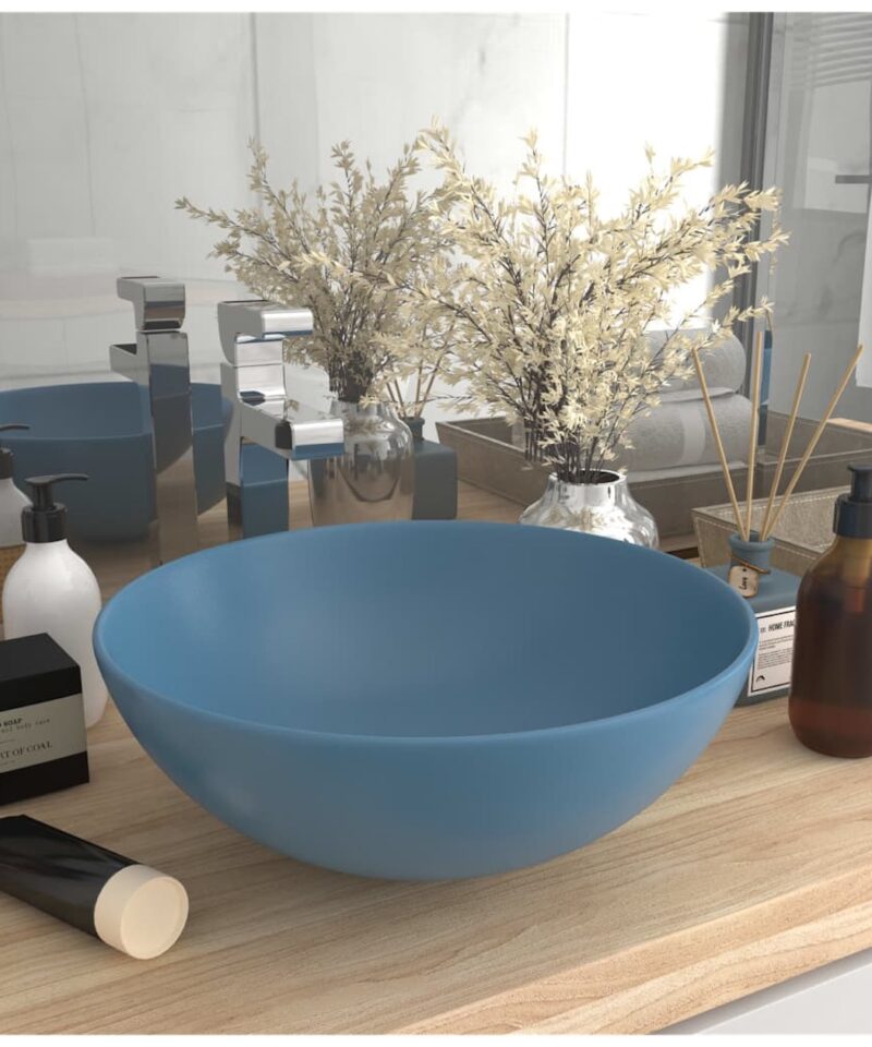 Round Ceramic Sink - Light Blue