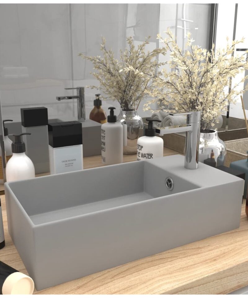 Ceramic Bathroom Sink - Matt Grey (Light)