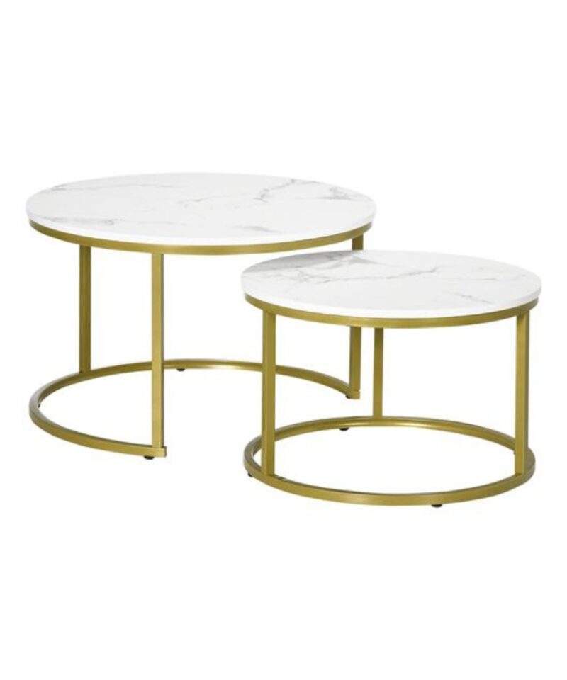 Nesting Coffee Table Set In White & Gold - Image 2