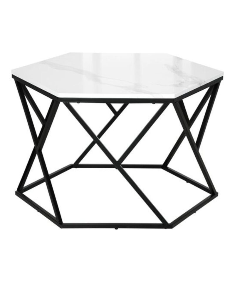 Hexagon Coffee Table In White Marble - Image 2