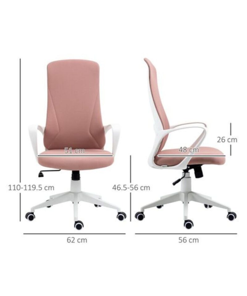 High Backed Adjustable Office Chair In Pink - Image 3