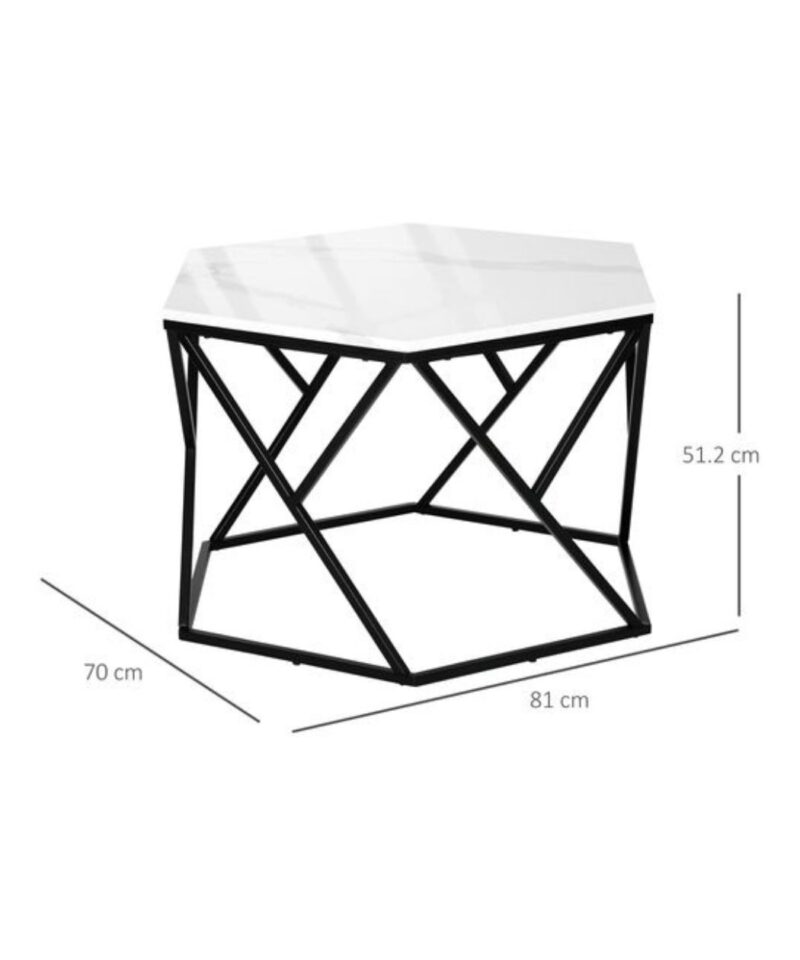 Hexagon Coffee Table In White Marble - Image 3