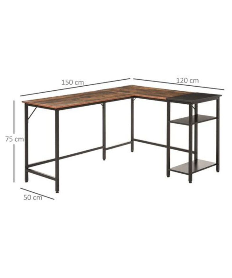 L-Shape Home Office Desk With Adjustable Shelf - Image 4