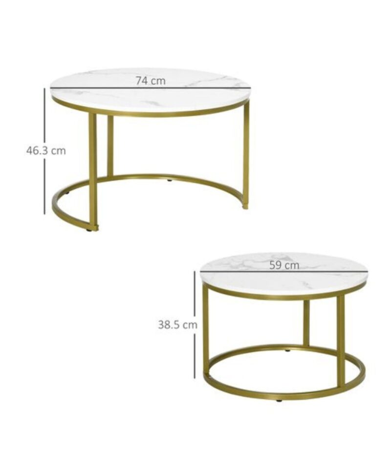 Nesting Coffee Table Set In White & Gold - Image 4