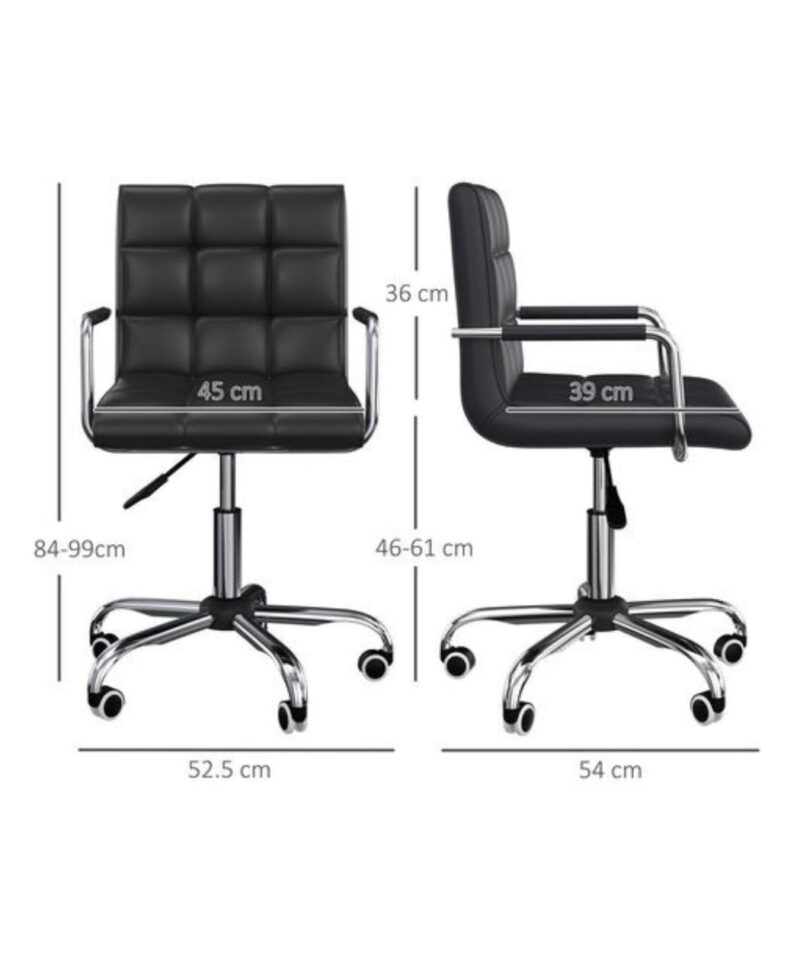 Black Swivel Office Chair - PU Leather - Image 3