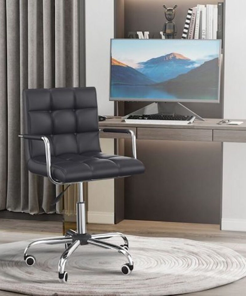 Black Swivel Office Chair - PU Leather