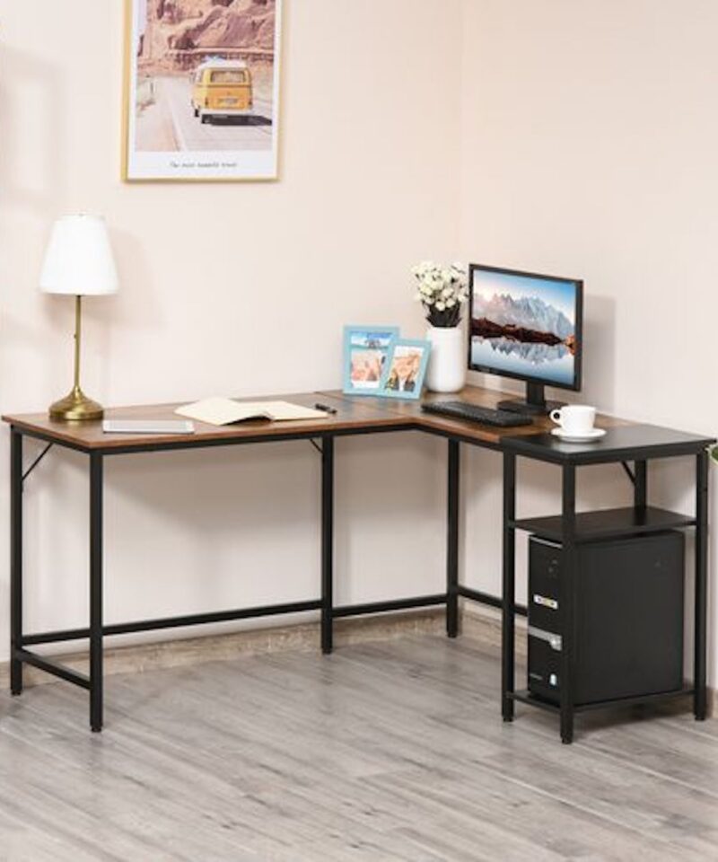 L-Shape Home Office Desk With Adjustable Shelf - Image 2