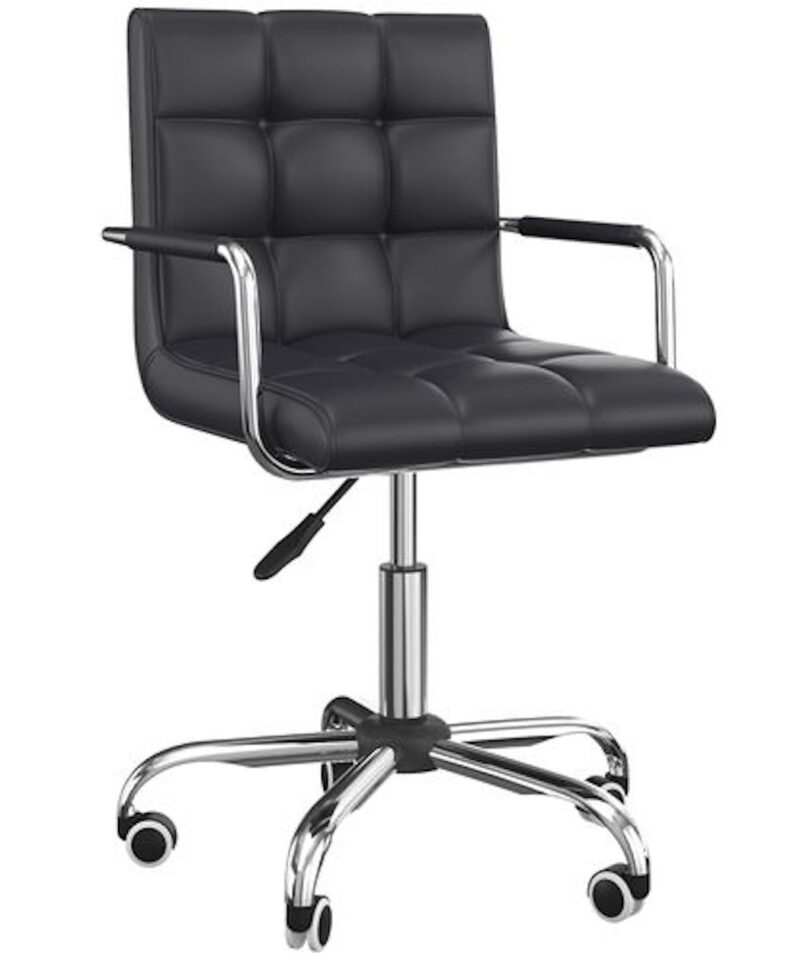 Black Swivel Office Chair - PU Leather - Image 2