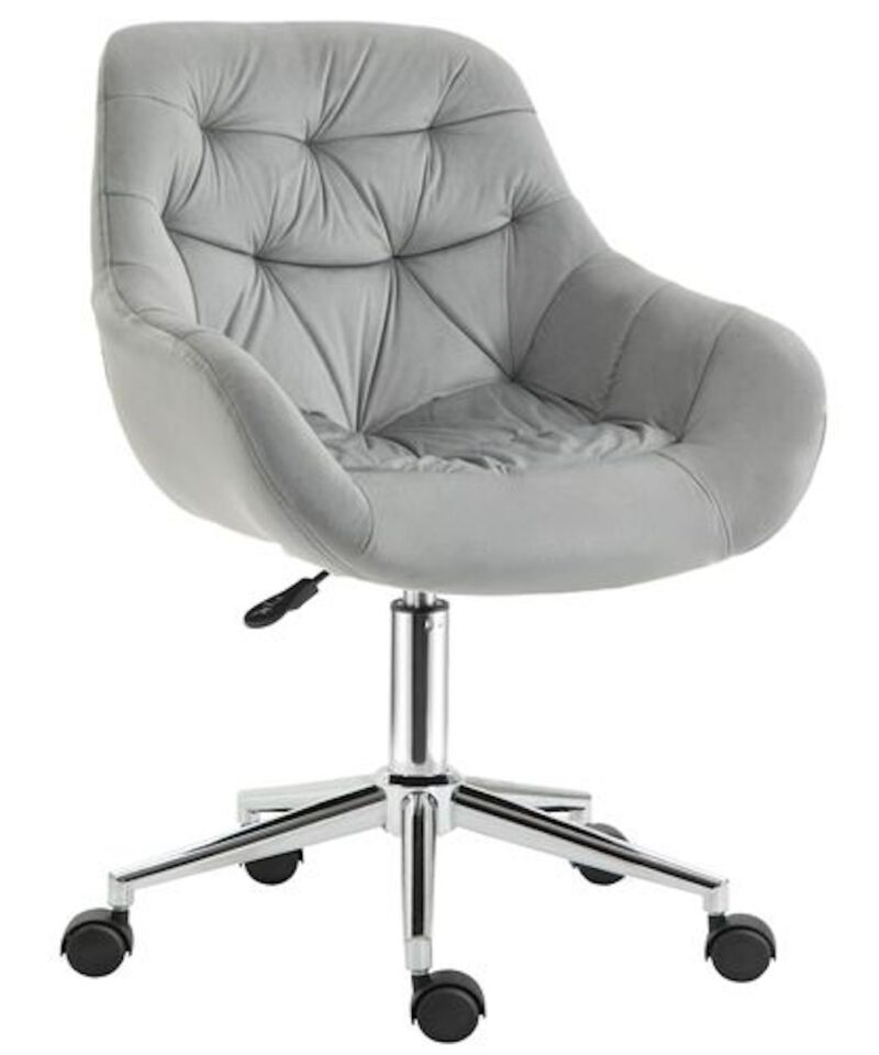 Velvet-Feel Home Office Chair In Grey - Image 2