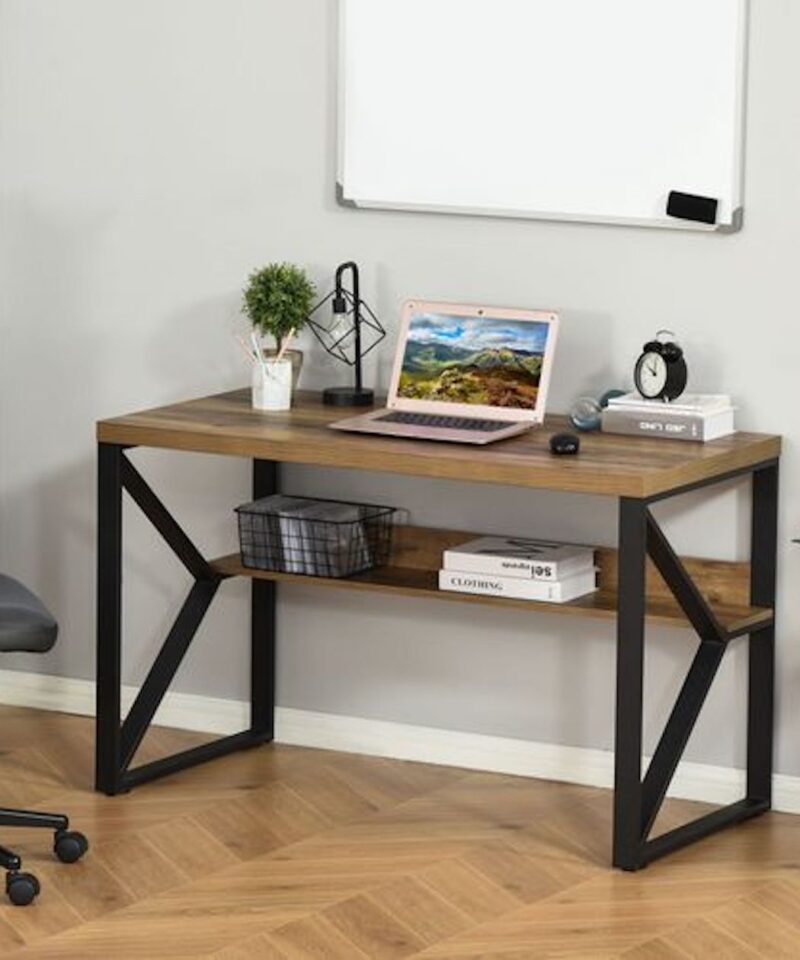 K-Shaped Writing Desk With Storage Shelf